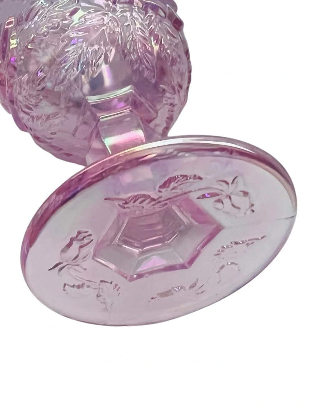 Madonna Inn Original Rose Pink Iridescent Glass Wine Goblet